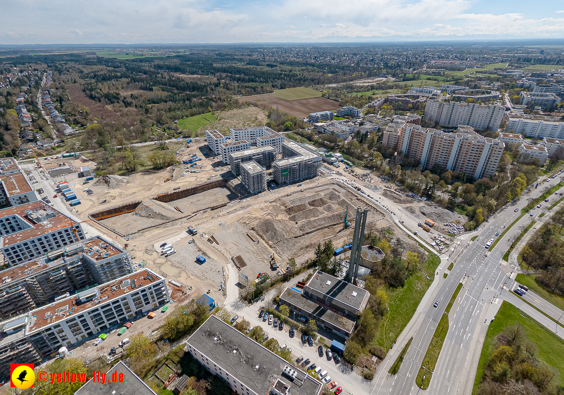 21.04.2023 - Luftbilder von der Baustelle Alexisquartier und Pandion Verde in Neuperlach
